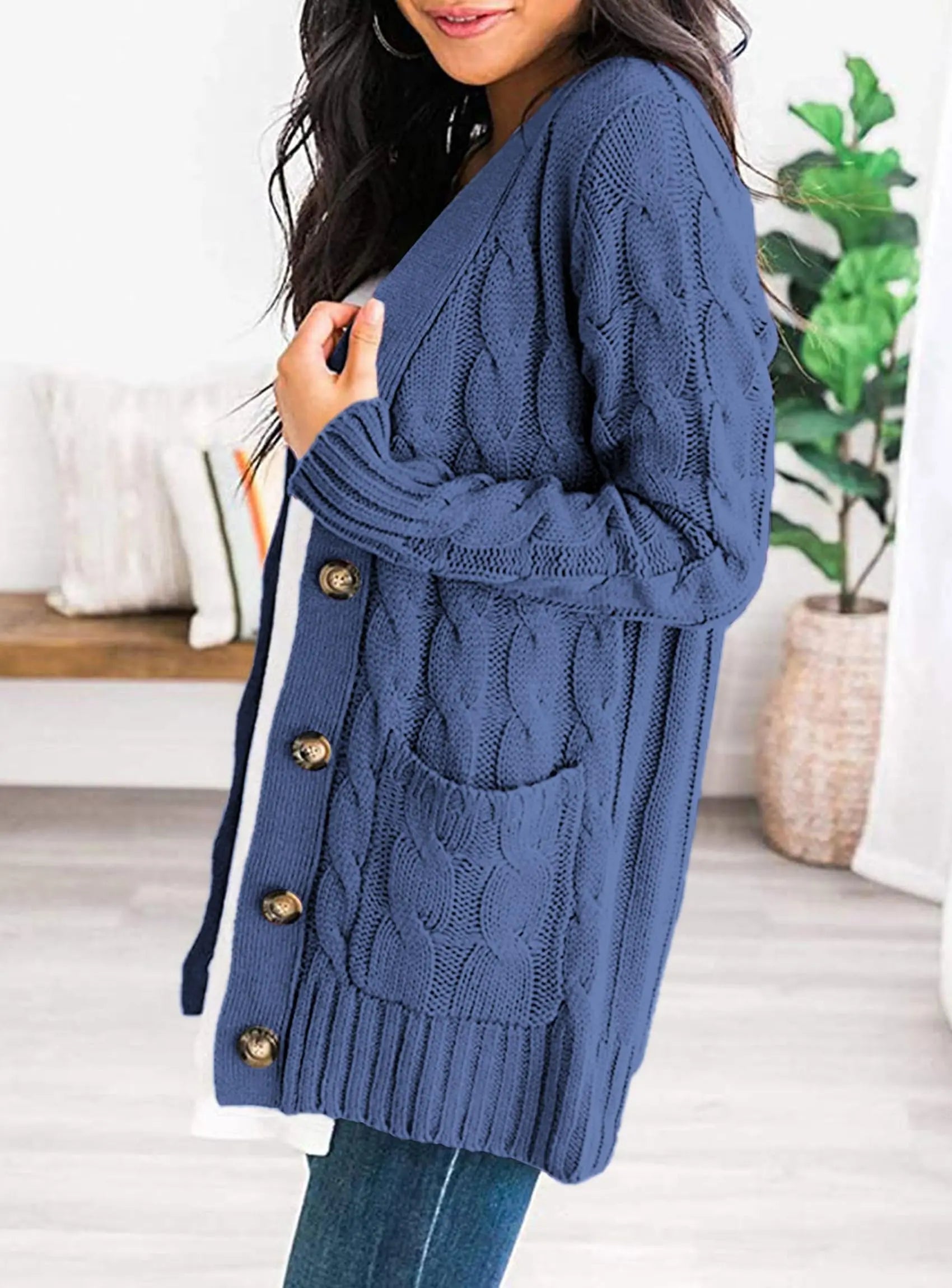 PRETTYGARDEN Women's Open Front Cardigan Sweaters Fall Fashion Button Down Cable Knit Chunky Winter Outerwear Coats PRETTYGARDEN