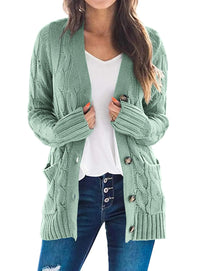 PRETTYGARDEN Women's Open Front Cardigan Sweaters Fall Fashion Button Down Cable Knit Chunky Winter Outerwear Coats PRETTYGARDEN