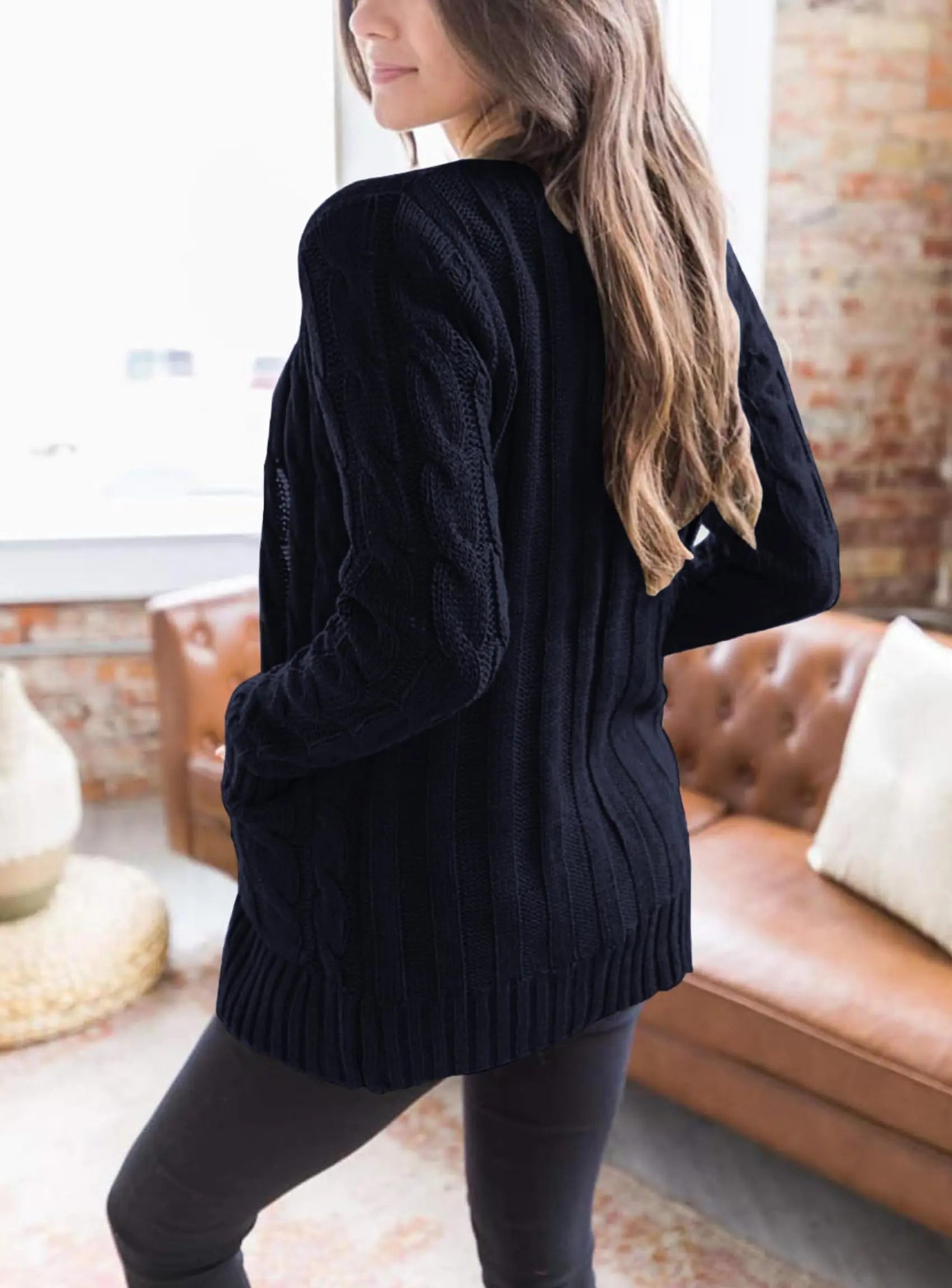 PRETTYGARDEN Women's Open Front Cardigan Sweaters Fall Fashion Button Down Cable Knit Chunky Winter Outerwear Coats PRETTYGARDEN