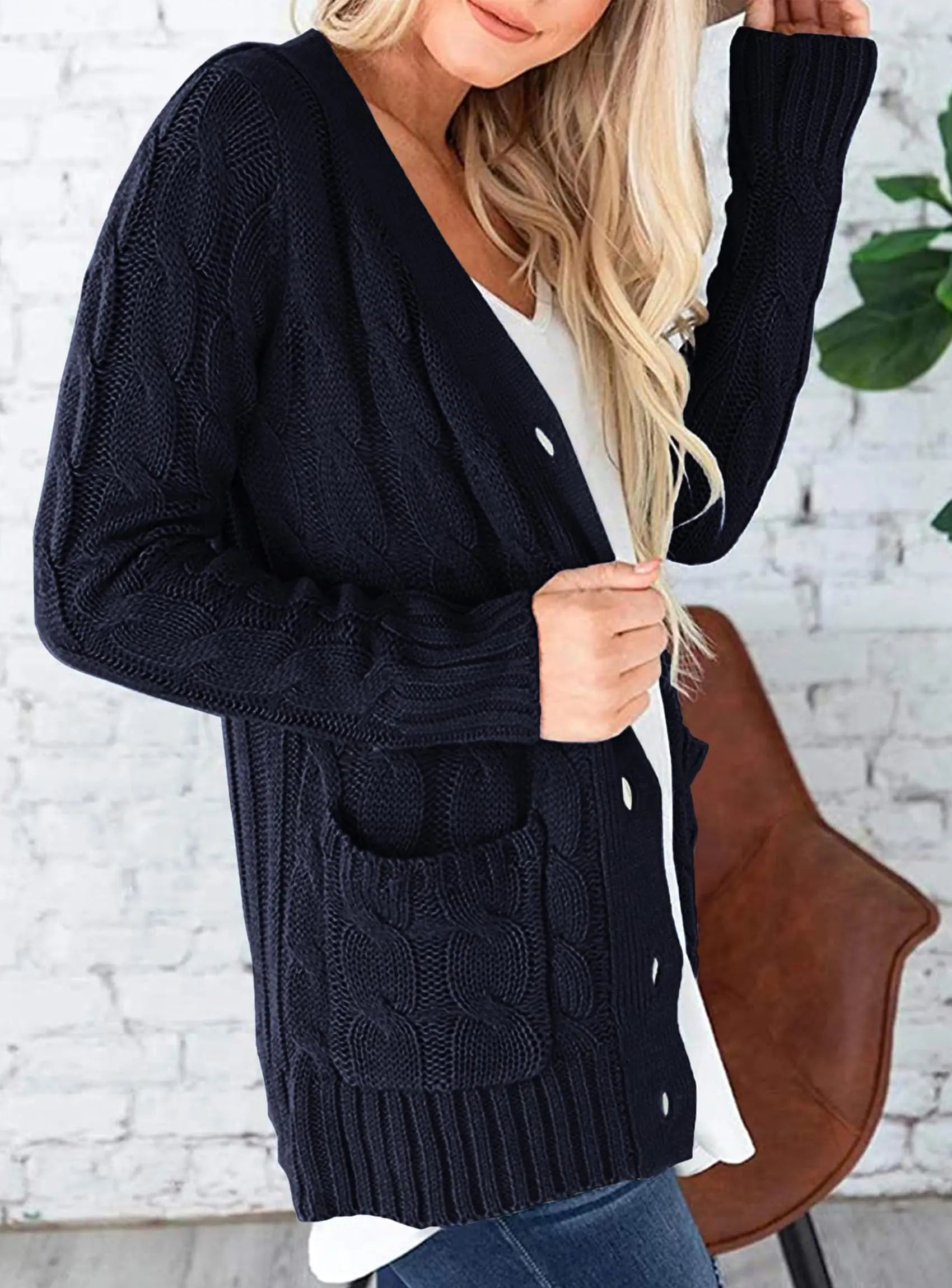 PRETTYGARDEN Women's Open Front Cardigan Sweaters Fall Fashion Button Down Cable Knit Chunky Winter Outerwear Coats PRETTYGARDEN