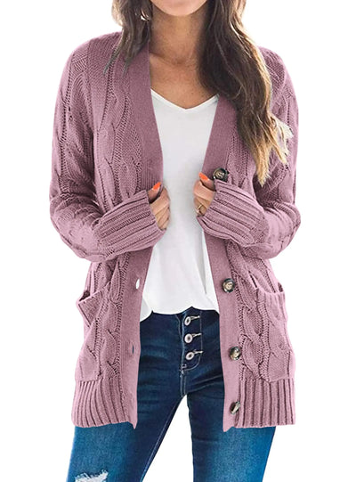 PRETTYGARDEN Women's Open Front Cardigan Sweaters Fall Fashion Button Down Cable Knit Chunky Winter Outerwear Coats PRETTYGARDEN