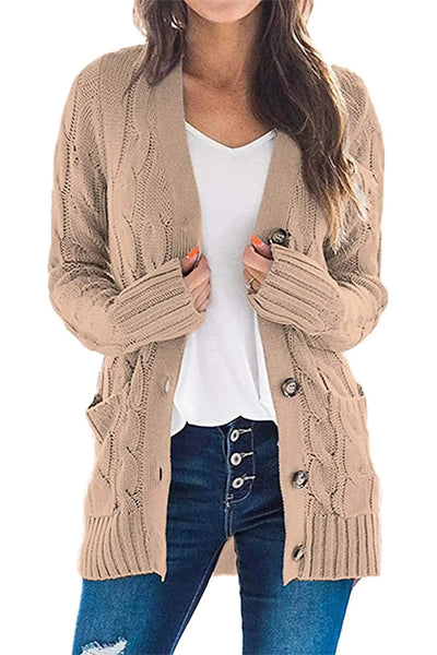 PRETTYGARDEN Women's Open Front Cardigan Sweaters Fall Fashion Button Down Cable Knit Chunky Winter Outerwear Coats PRETTYGARDEN