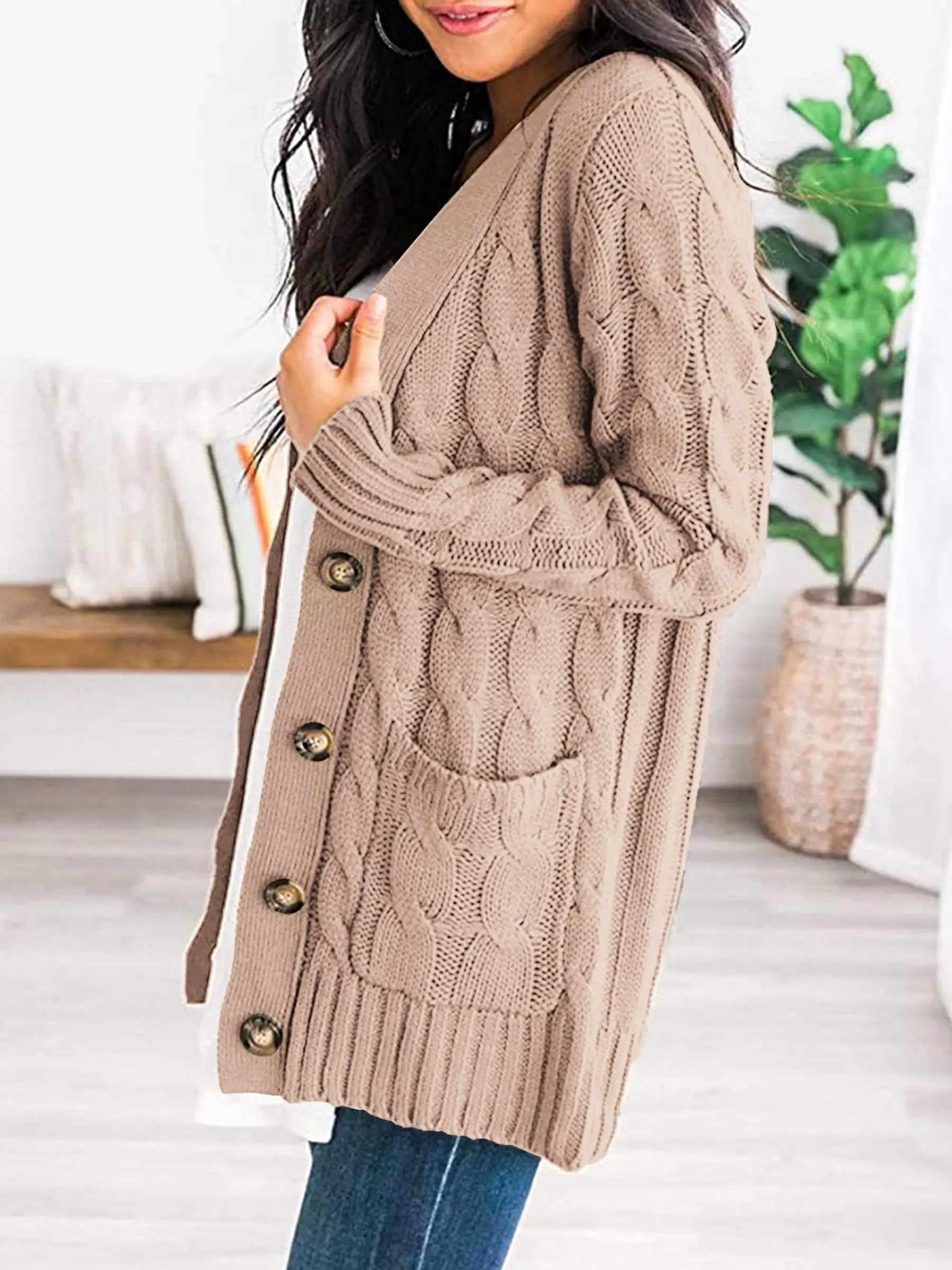 PRETTYGARDEN Women's Open Front Cardigan Sweaters Fall Fashion Button Down Cable Knit Chunky Winter Outerwear Coats PRETTYGARDEN