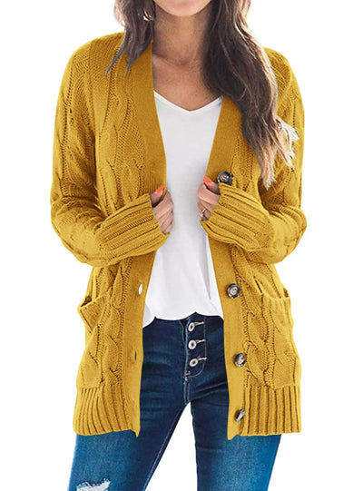 PRETTYGARDEN Women's Open Front Cardigan Sweaters Fall Fashion Button Down Cable Knit Chunky Winter Outerwear Coats PRETTYGARDEN