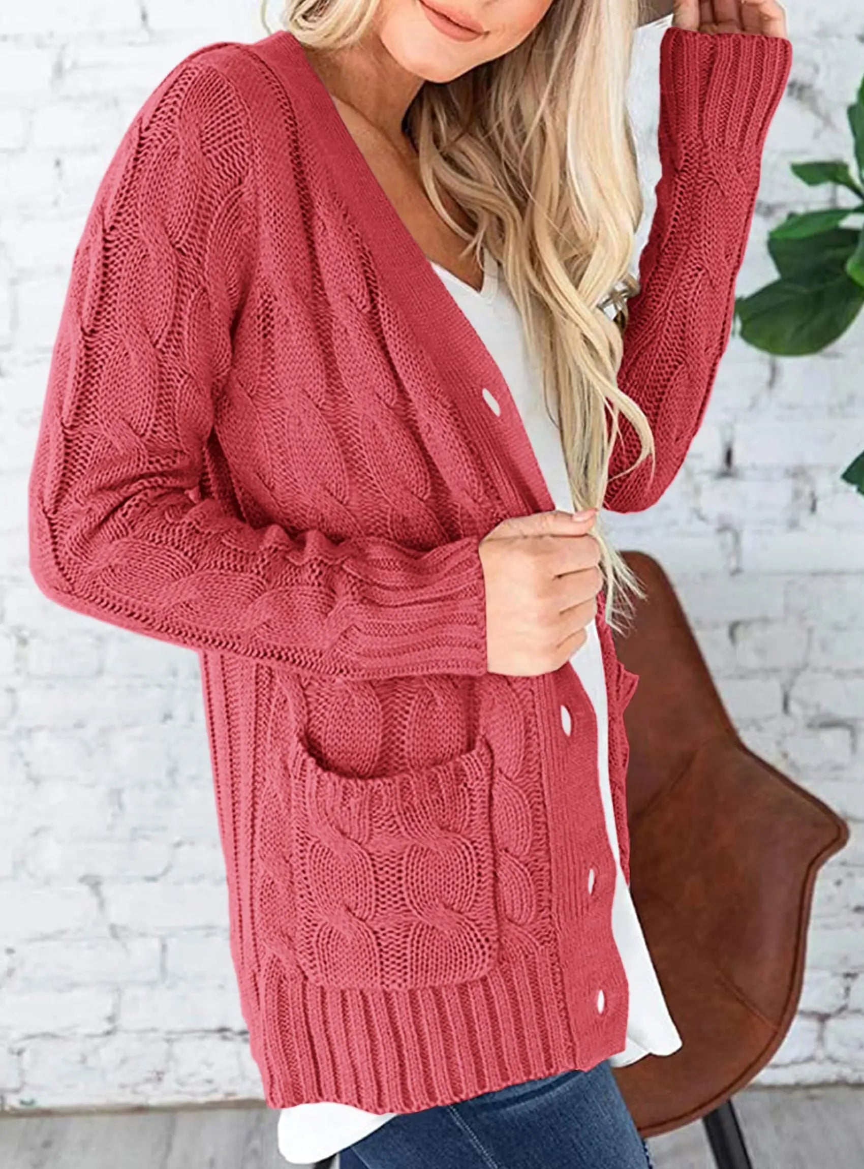 PRETTYGARDEN Women's Open Front Cardigan Sweaters Fall Fashion Button Down Cable Knit Chunky Winter Outerwear Coats PRETTYGARDEN