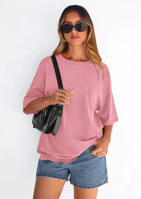 PRETTYGARDEN Women's Spring Going Out Tops Casual Short Sleeve Crewneck Loose Fit Basic Cute Tee Shirts Summer Outfits PRETTYGARDEN