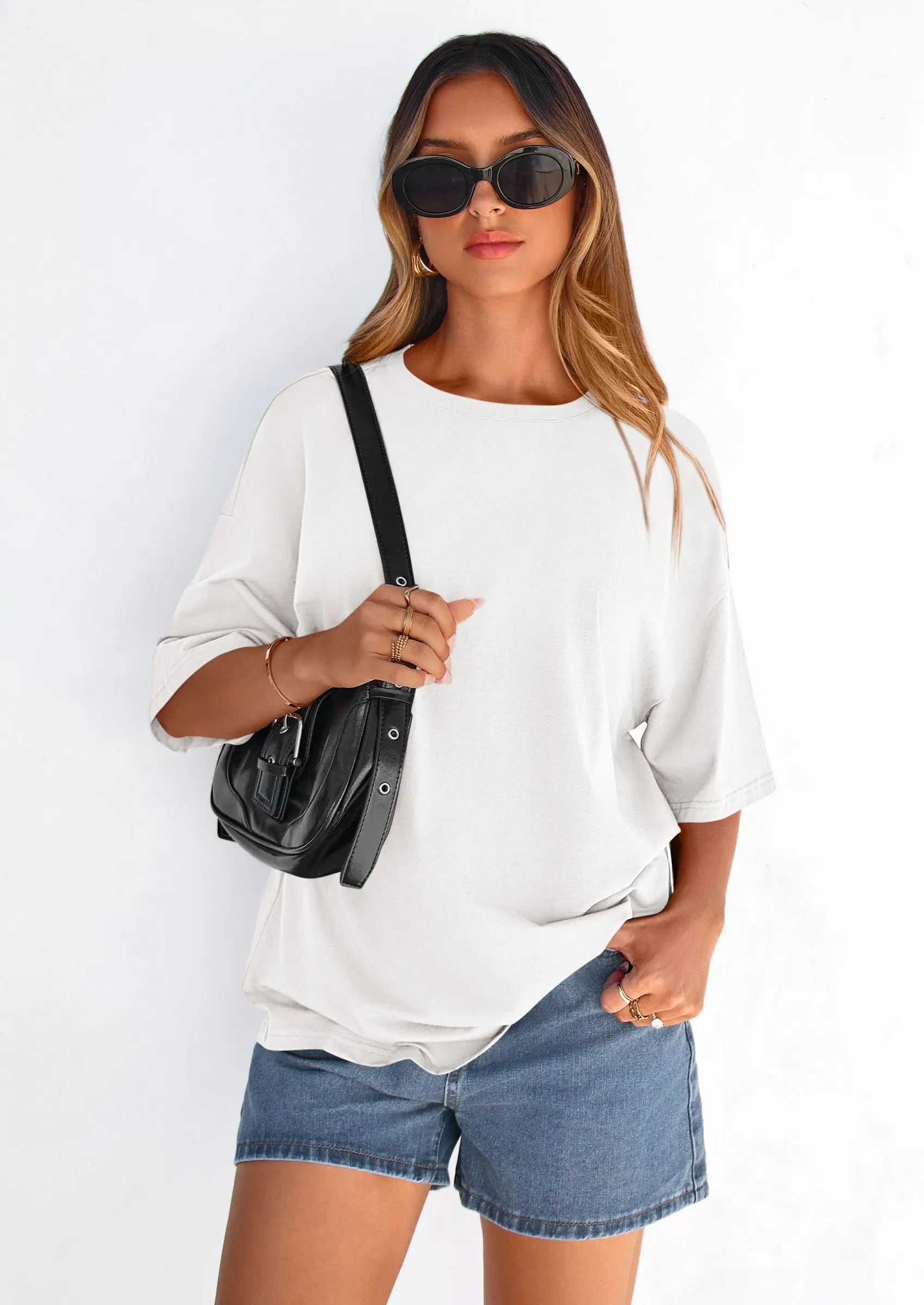 PRETTYGARDEN Women's Spring Going Out Tops Casual Short Sleeve Crewneck Loose Fit Basic Cute Tee Shirts Summer Outfits PRETTYGARDEN