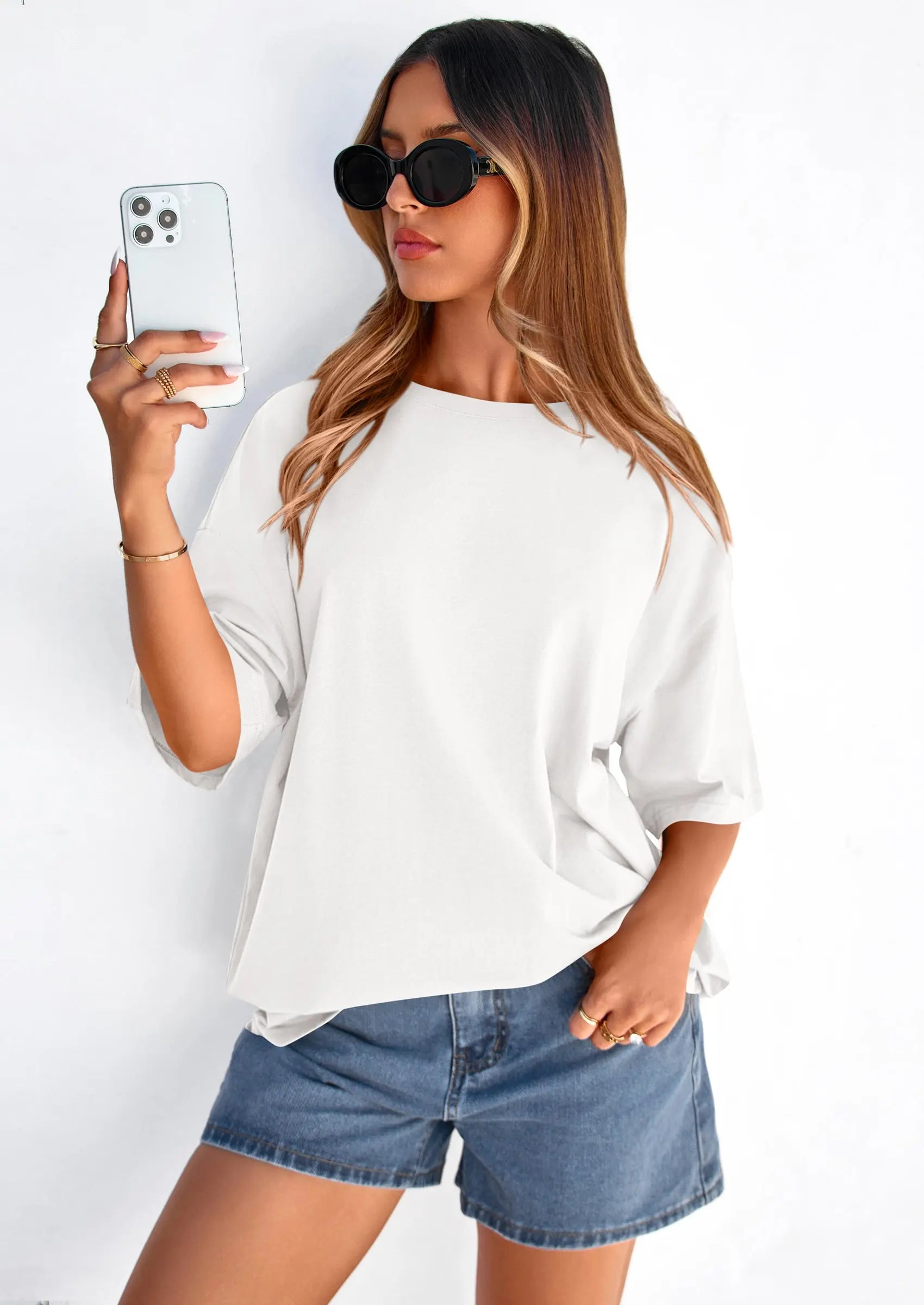 PRETTYGARDEN Women's Spring Going Out Tops Casual Short Sleeve Crewneck Loose Fit Basic Cute Tee Shirts Summer Outfits PRETTYGARDEN
