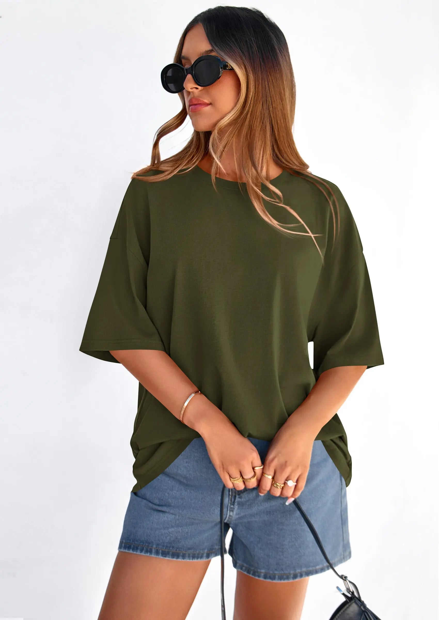 PRETTYGARDEN Women's Spring Going Out Tops Casual Short Sleeve Crewneck Loose Fit Basic Cute Tee Shirts Summer Outfits PRETTYGARDEN