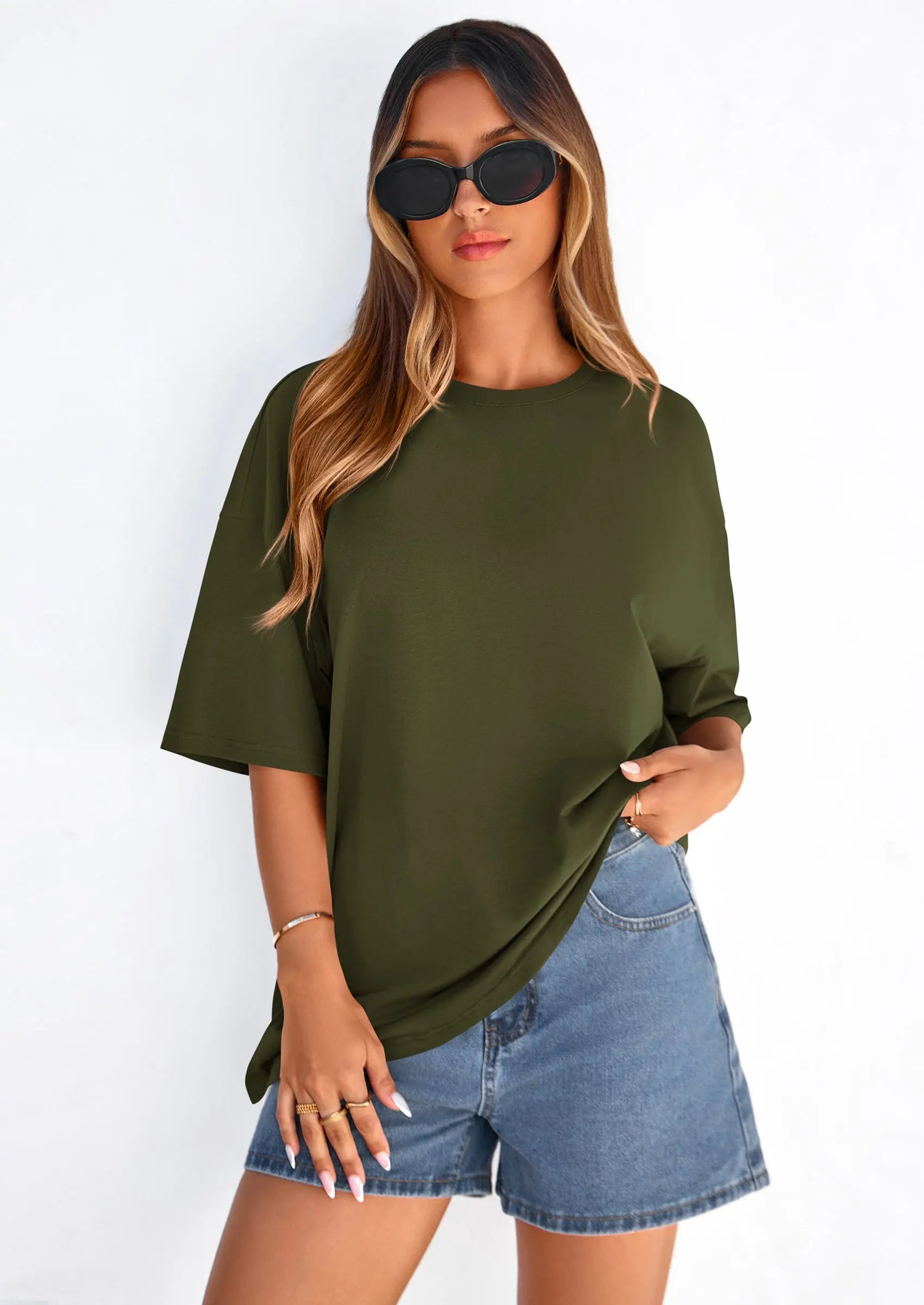 PRETTYGARDEN Women's Spring Going Out Tops Casual Short Sleeve Crewneck Loose Fit Basic Cute Tee Shirts Summer Outfits PRETTYGARDEN