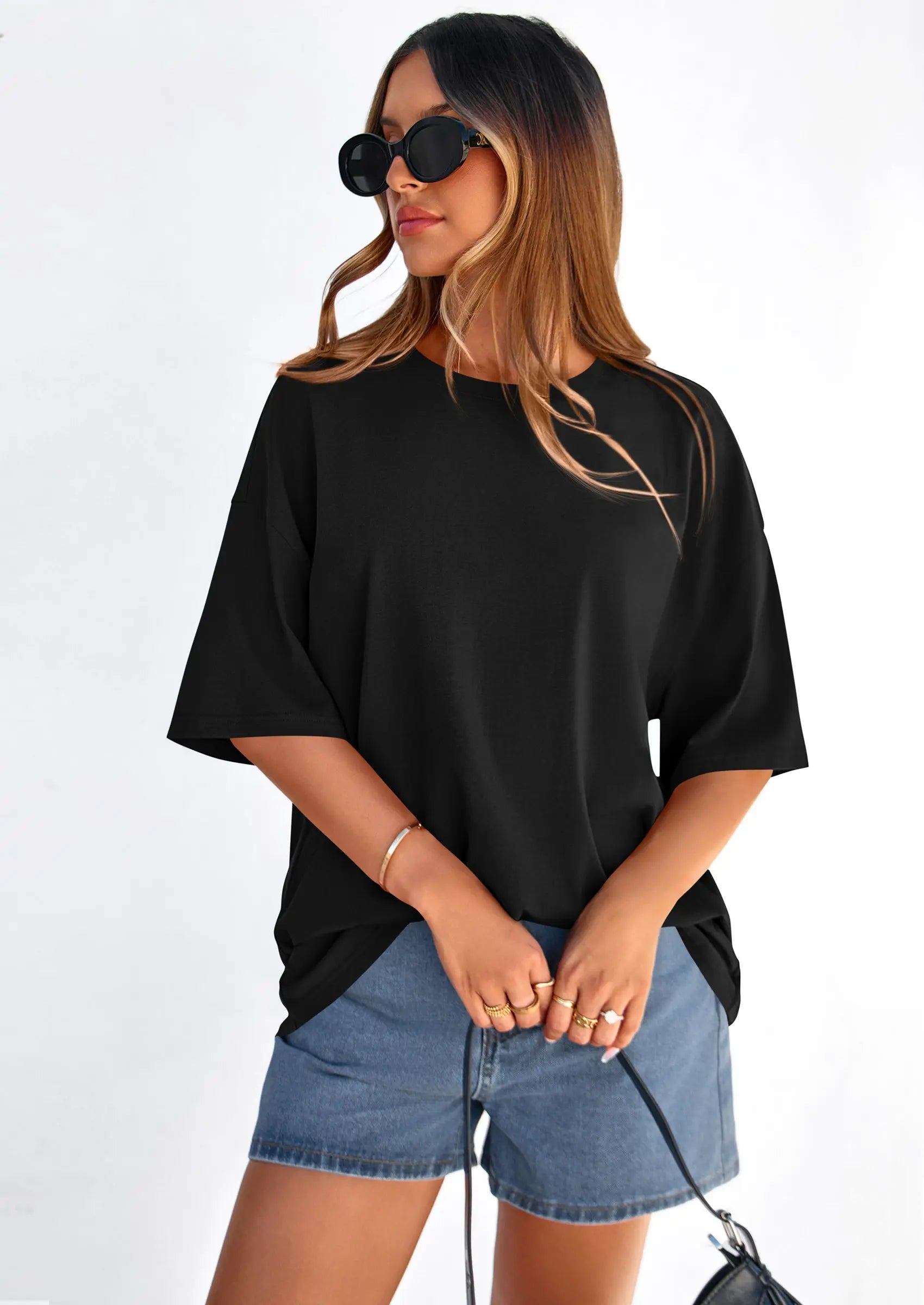 PRETTYGARDEN Women's Spring Going Out Tops Casual Short Sleeve Crewneck Loose Fit Basic Cute Tee Shirts Summer Outfits PRETTYGARDEN
