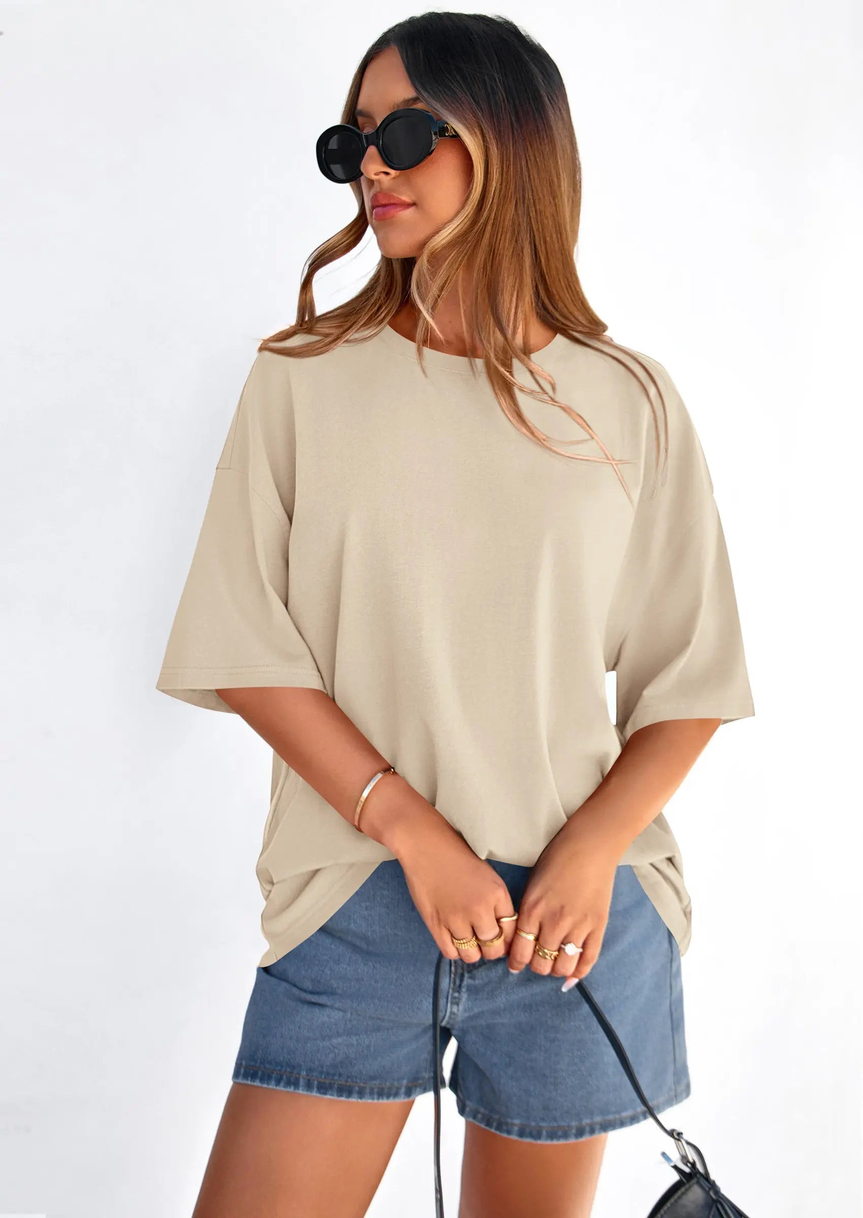 PRETTYGARDEN Women's Spring Going Out Tops Casual Short Sleeve Crewneck Loose Fit Basic Cute Tee Shirts Summer Outfits PRETTYGARDEN