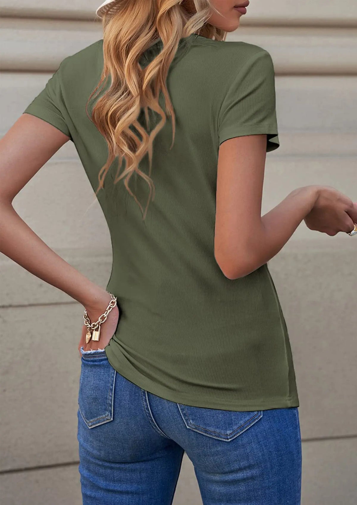 PRETTYGARDEN Women's Summer Casual Henley T-Shirts Short Sleeve V Neck Button Up Ribbed Knit Slim Fit Basic Tops PRETTYGARDEN