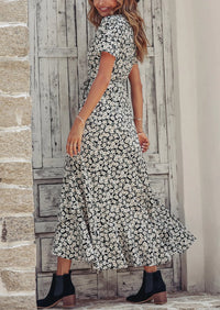 PRETTYGARDEN Women's Summer Maxi Dress Casual Wrap Floral Boho Short Sleeve V Neck Split Ruffle Beach Long Dresses PRETTYGARDEN