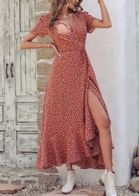 PRETTYGARDEN Women's Summer Maxi Dress Casual Wrap Floral Boho Short Sleeve V Neck Split Ruffle Beach Long Dresses PRETTYGARDEN