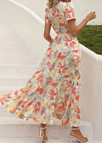 PRETTYGARDEN Women's Summer Maxi Dress Casual Wrap Floral Boho Short Sleeve V Neck Split Ruffle Beach Long Dresses PRETTYGARDEN