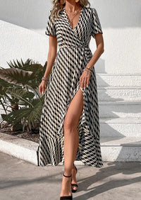 PRETTYGARDEN Women's Summer Maxi Dress Casual Wrap Floral Boho Short Sleeve V Neck Split Ruffle Beach Long Dresses PRETTYGARDEN