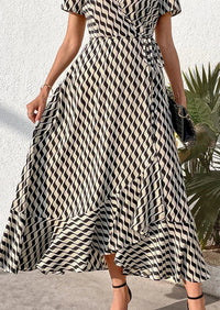 PRETTYGARDEN Women's Summer Maxi Dress Casual Wrap Floral Boho Short Sleeve V Neck Split Ruffle Beach Long Dresses PRETTYGARDEN