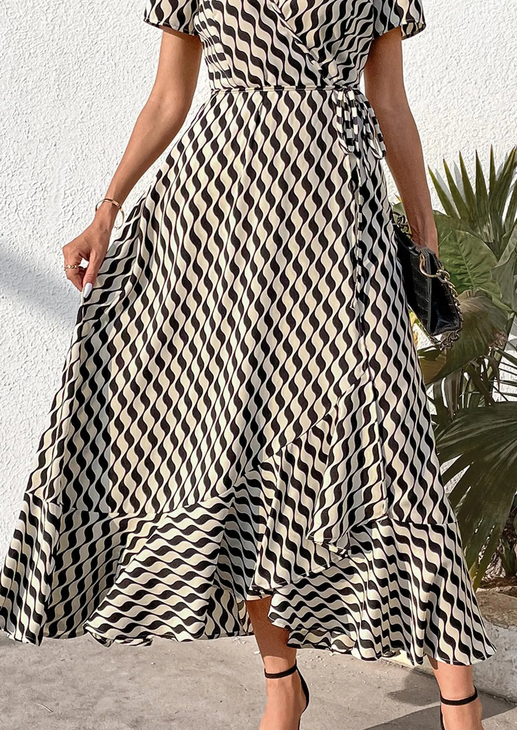 PRETTYGARDEN Women's Summer Maxi Dress Casual Wrap Floral Boho Short Sleeve V Neck Split Ruffle Beach Long Dresses PRETTYGARDEN