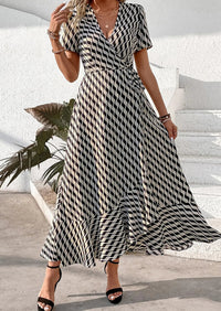 PRETTYGARDEN Women's Summer Maxi Dress Casual Wrap Floral Boho Short Sleeve V Neck Split Ruffle Beach Long Dresses PRETTYGARDEN