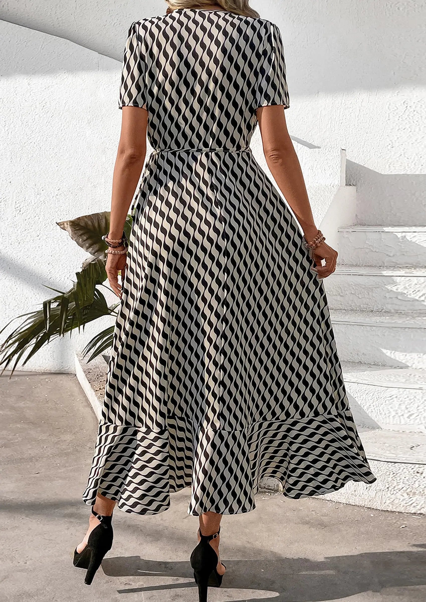 PRETTYGARDEN Women's Summer Maxi Dress Casual Wrap Floral Boho Short Sleeve V Neck Split Ruffle Beach Long Dresses PRETTYGARDEN