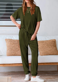 PRETTYGARDEN Women's Two Piece Lounge Sets Spring Summer Jogger Pants Vacation Outfits Travel Airplane Matching Clothes PRETTYGARDEN