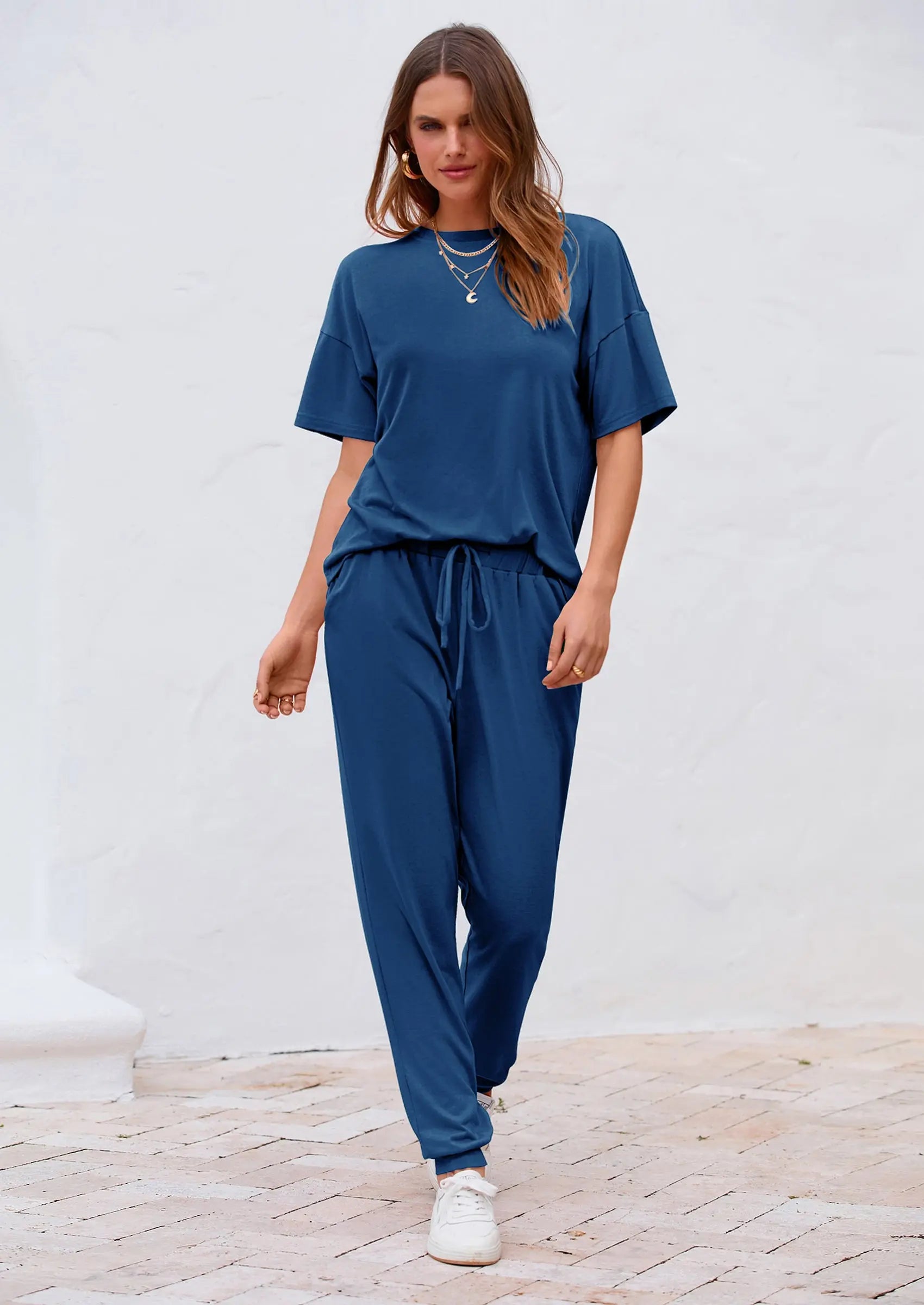 PRETTYGARDEN Women's Two Piece Lounge Sets Spring Summer Jogger Pants Vacation Outfits Travel Airplane Matching Clothes PRETTYGARDEN
