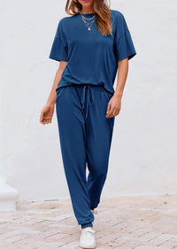 PRETTYGARDEN Women's Two Piece Lounge Sets Spring Summer Jogger Pants Vacation Outfits Travel Airplane Matching Clothes PRETTYGARDEN