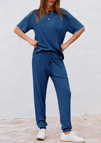 PRETTYGARDEN Women's Two Piece Lounge Sets Spring Summer Jogger Pants Vacation Outfits Travel Airplane Matching Clothes PRETTYGARDEN