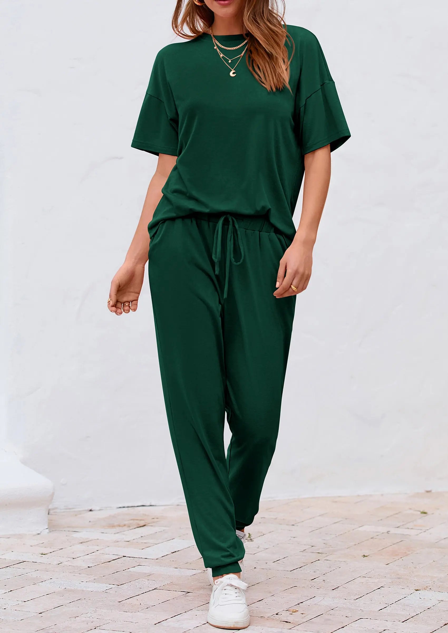 PRETTYGARDEN Women's Two Piece Lounge Sets Spring Summer Jogger Pants Vacation Outfits Travel Airplane Matching Clothes PRETTYGARDEN