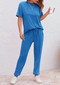 PRETTYGARDEN Women's Two Piece Lounge Sets Spring Summer Jogger Pants Vacation Outfits Travel Airplane Matching Clothes PRETTYGARDEN