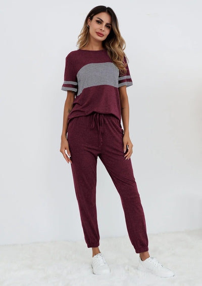 PRETTYGARDEN Women's Two Piece Lounge Sets Spring Summer Jogger Pants Vacation Outfits Travel Airplane Matching Clothes PRETTYGARDEN