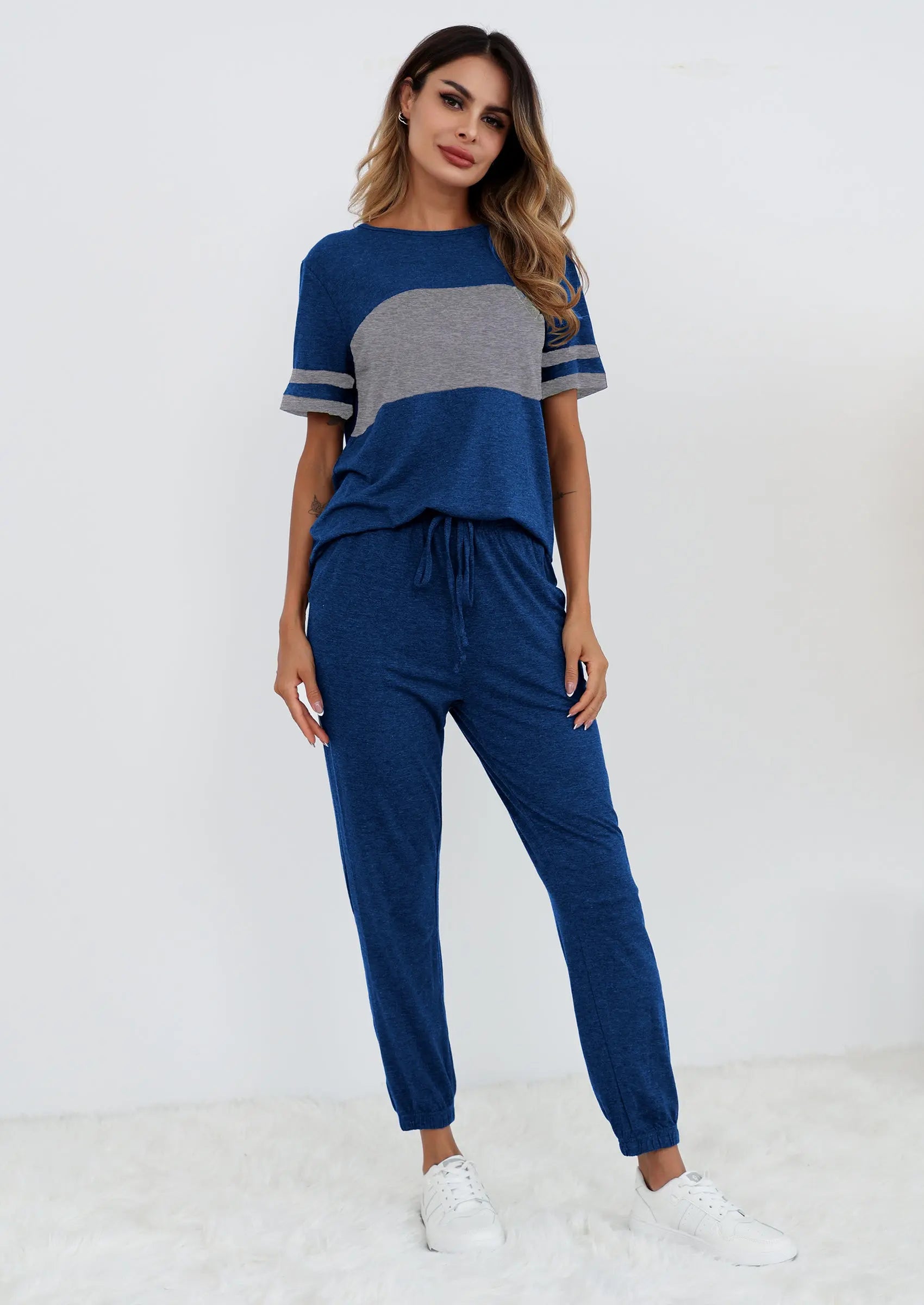 PRETTYGARDEN Women's Two Piece Lounge Sets Spring Summer Jogger Pants