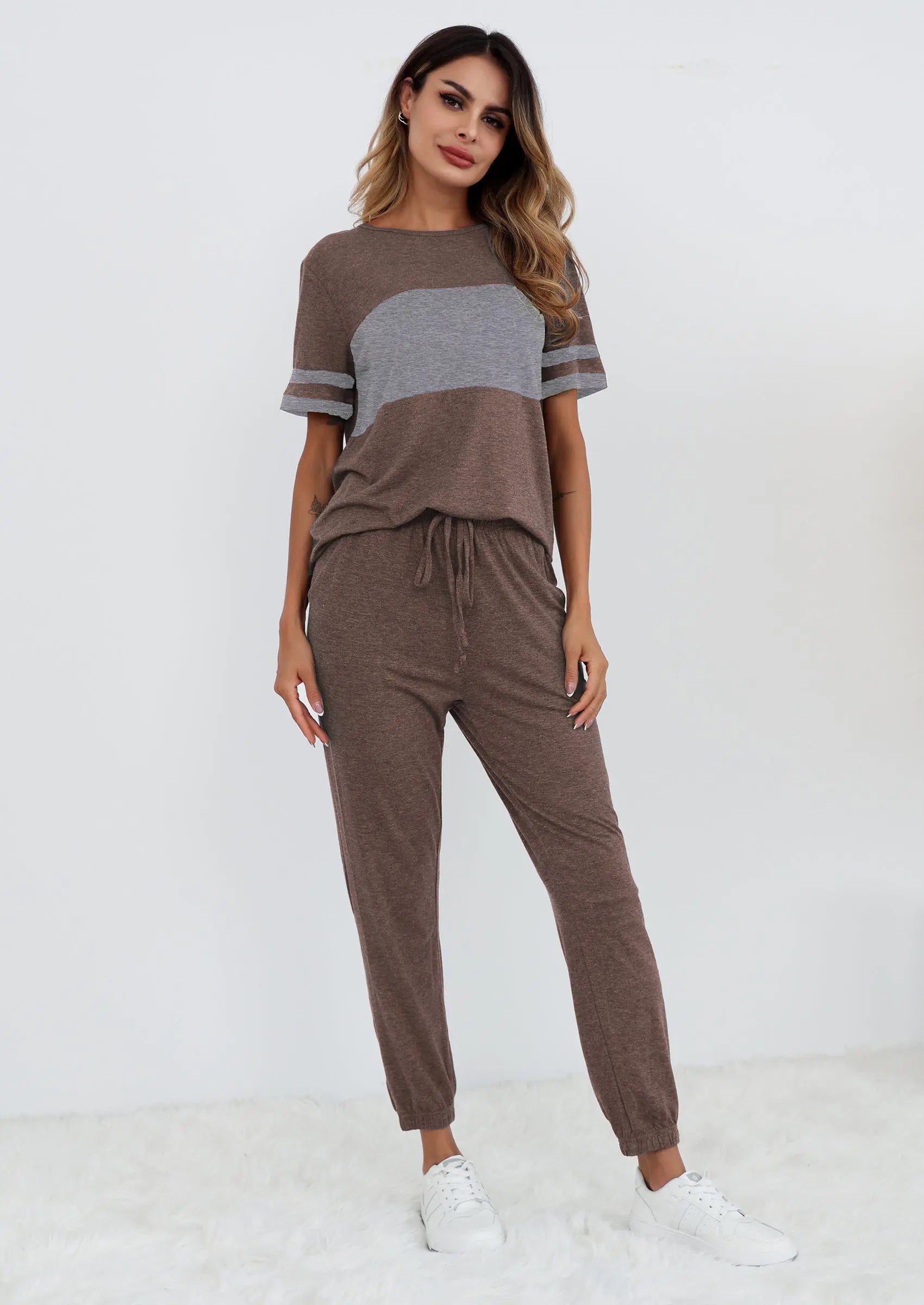 PRETTYGARDEN Women's Two Piece Lounge Sets Spring Summer Jogger Pants