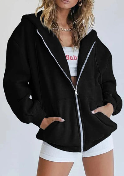 PRETTYGARDEN Women's Zip Up Y2K Hoodies Casual Long Sleeve Sweatshirts Fall Spring Track Jackets with Pockets PRETTYGARDEN
