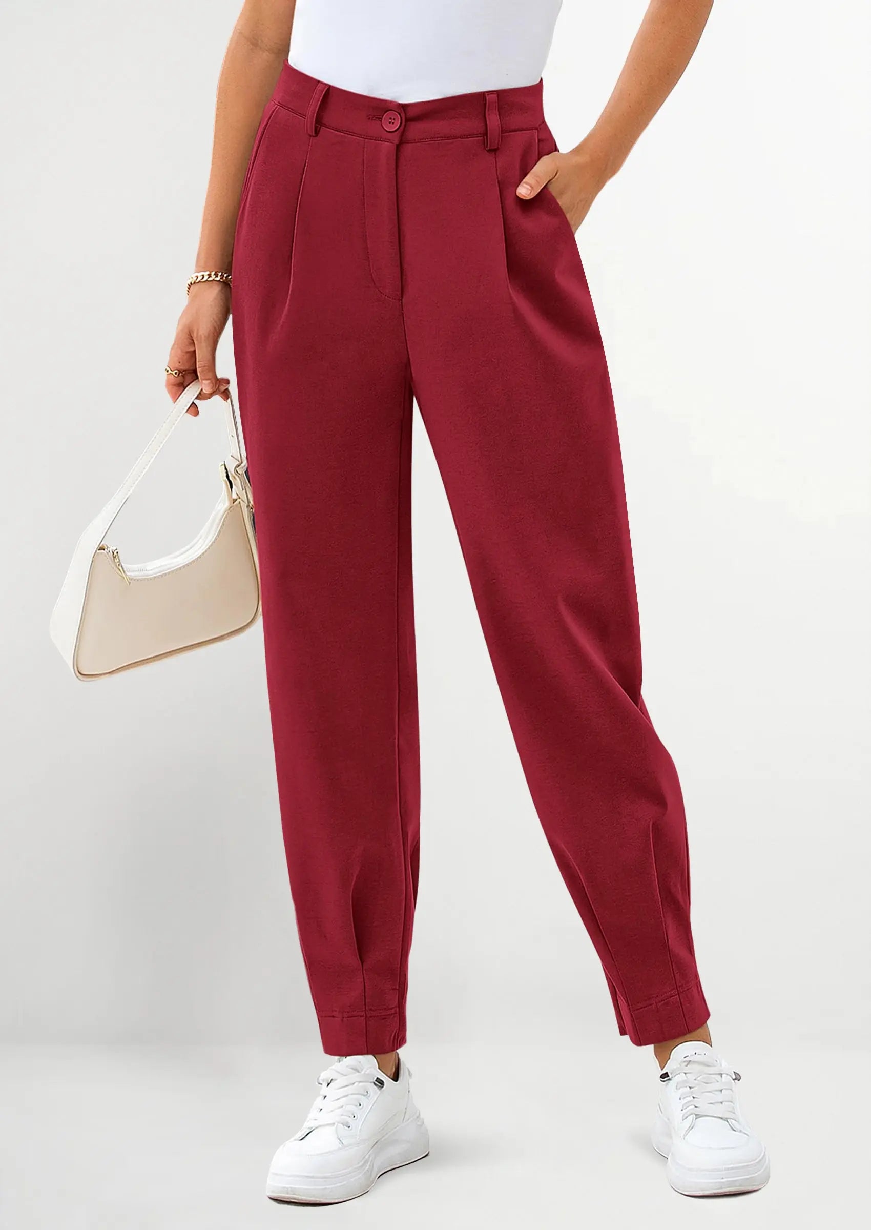 PRETTYGARDEN Womens Dress Pants Business Casual Trendy High Waisted Ankle Length Dressy Trousers Slacks Work Clothes - PRETTYGARDEN