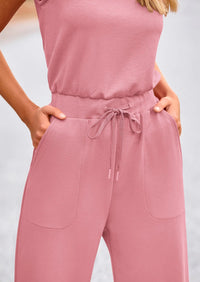 PRETTYGARDEN Womens Jumpsuits Summer Casual One Piece Outfits Sleeveless Wide Leg Long Pants Rompers PRETTYGARDEN