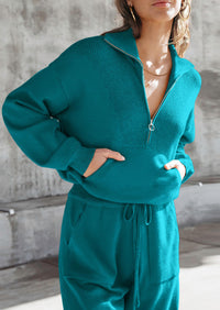 PRETTYGARDEN Women's 2 Piece Sweater Set Pullover Zip Up Sweatshirt Jogger Sweatpants Tracksuit Casual Outfit