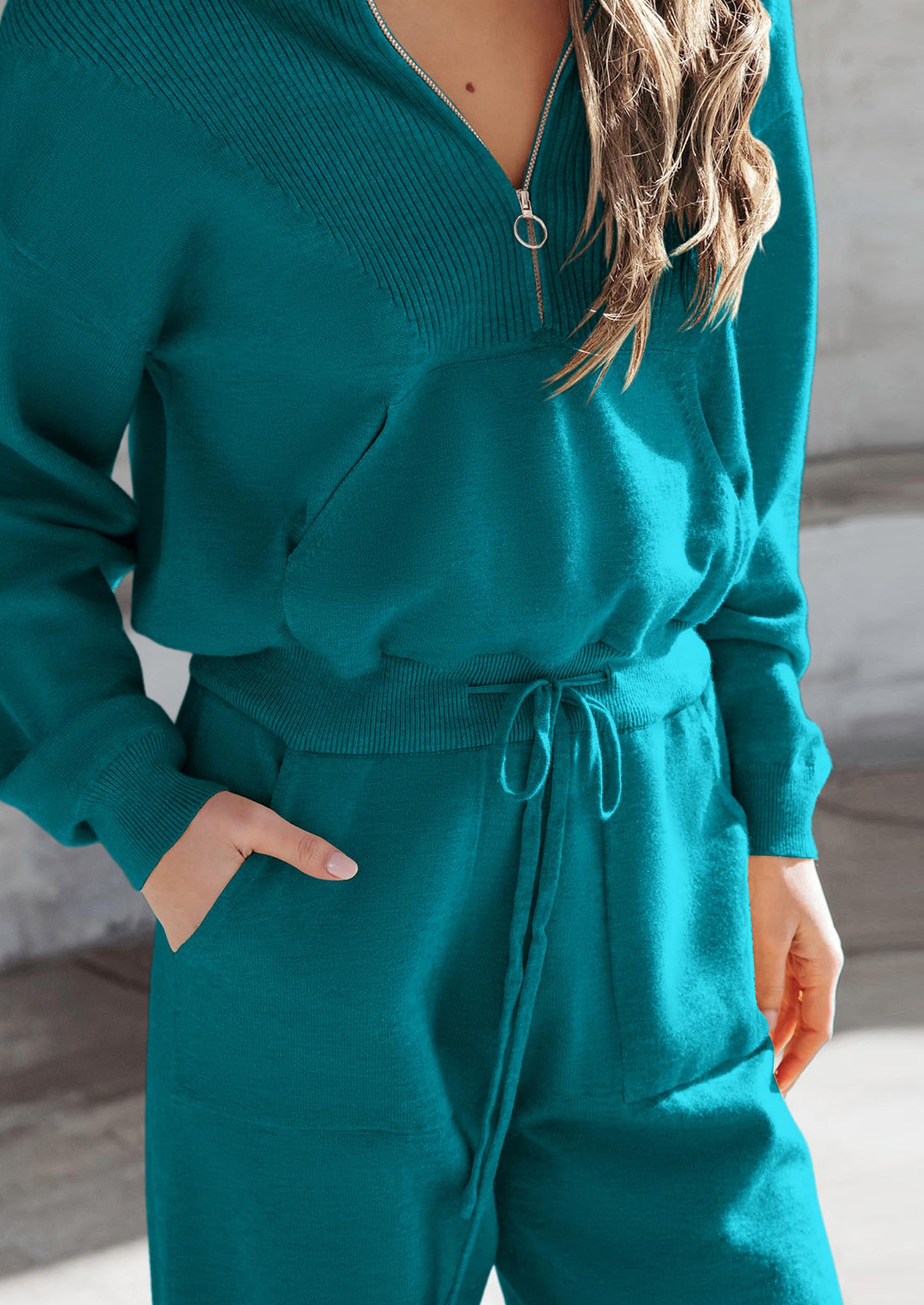 PRETTYGARDEN Women's 2 Piece Sweater Set Pullover Zip Up Sweatshirt Jogger Sweatpants Tracksuit Casual Outfit