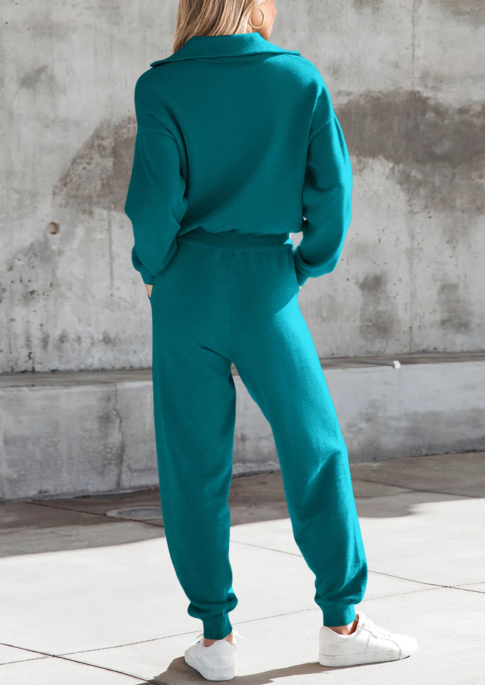 PRETTYGARDEN Women's 2 Piece Sweater Set Pullover Zip Up Sweatshirt Jogger Sweatpants Tracksuit Casual Outfit