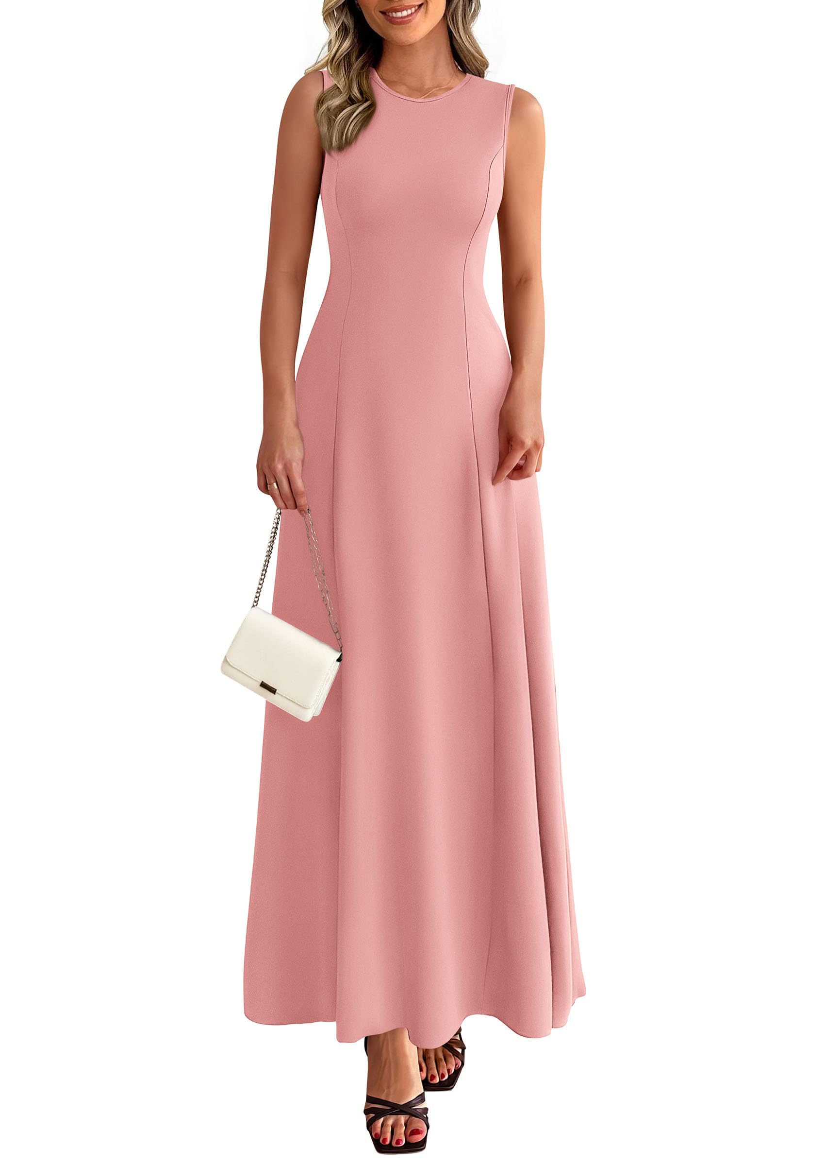 PRETTYGARDEN Women's Summer Tank Maxi Dress Spring Sleeveless Swing A Line Long Flowy Elegant Cocktail Dresses Pockets PRETTYGARDEN