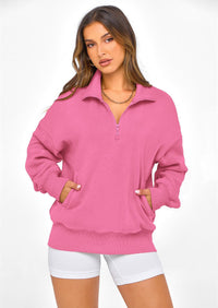 PRETTYGARDEN Womens Half Zip Oversized Sweatshirts Fleece Hoodies Trendy Long Sleeve Pullover Tops Y2k Spring Outfits
