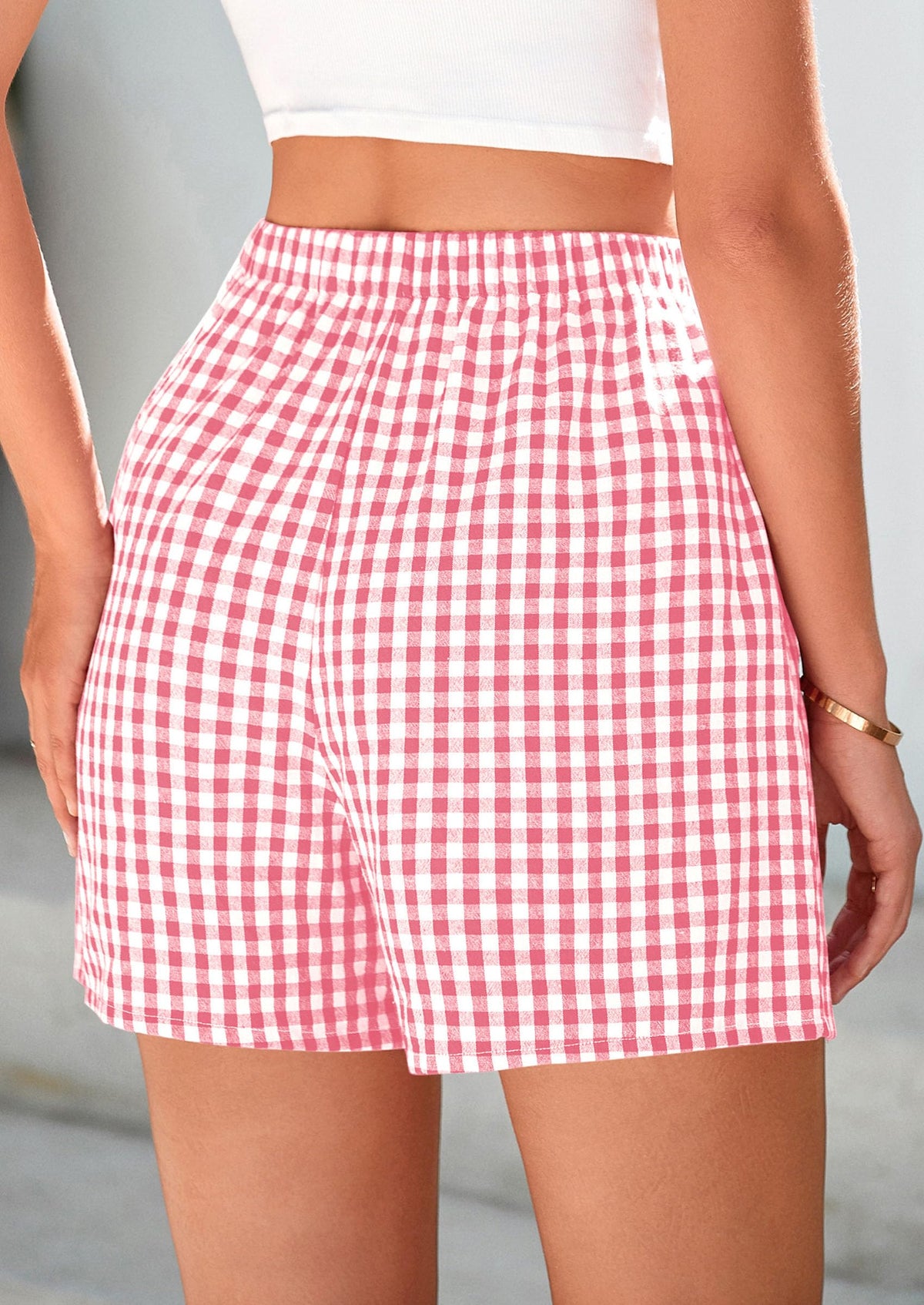 Womens Boxer Shorts 2025 Summer Casual Lounge Sleep Gingham Pajama Y2K Plaid Short Pants with Pockets