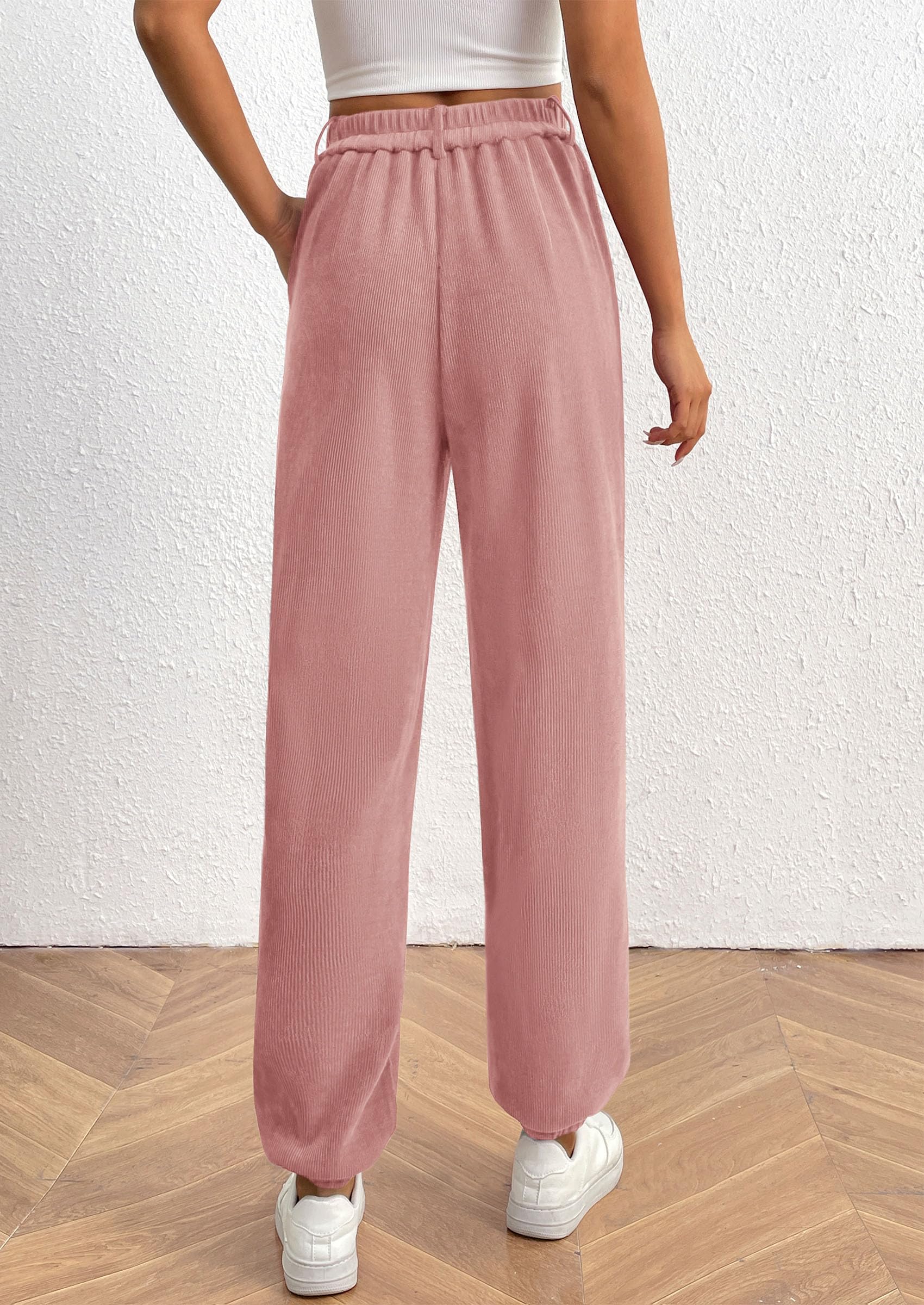 PRETTYGARDEN Women's Pants Dressy Casual Fall Elastic High Waisted Work Office Corduroy Trouser Slacks with Pockets