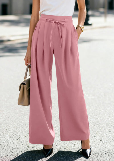 PRETTYGARDEN Women Wide Leg Pants Business Casual Elastic Waist Work Trousers Dressy Pants with Pockets PRETTYGARDEN