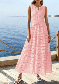 PRETTYGARDEN Summer Dresses for Women Sundresses Sleeveless V Neck Eyelet A Line Flowy Beach Vacation Spring Maxi Dress PRETTYGARDEN