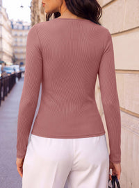 PRETTYGARDEN Women's Ribbed Knit V Neck Fall Blouses Long Sleeve Work Tops Business Casual Office Clothes, Dressy Wrap Shirts, Elegant Going Out Date Night Outfit, Slim Fit, Buckle, Asymmetrical Hem