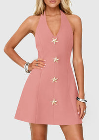 PRETTYGARDEN Cocktail Dresses for Women Short Summer Elegant Halter V Neck Sleeveless A Line Spring Mini Party Dress PRETTYGARDEN