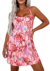 PRETTYGARDEN Women's Summer Dresses Casual Print Spaghetti Strap Sleeveless Sundress Beach Vacation Cover Ups PRETTYGARDEN