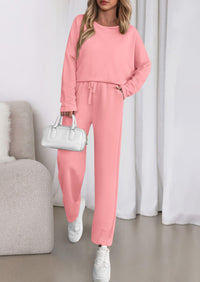 PRETTYGARDEN Womens 2 Piece Matching Lounge Sets Fall Long Sleeve Boatneck Sweatsuit Drawstring Sweatpants Pockets